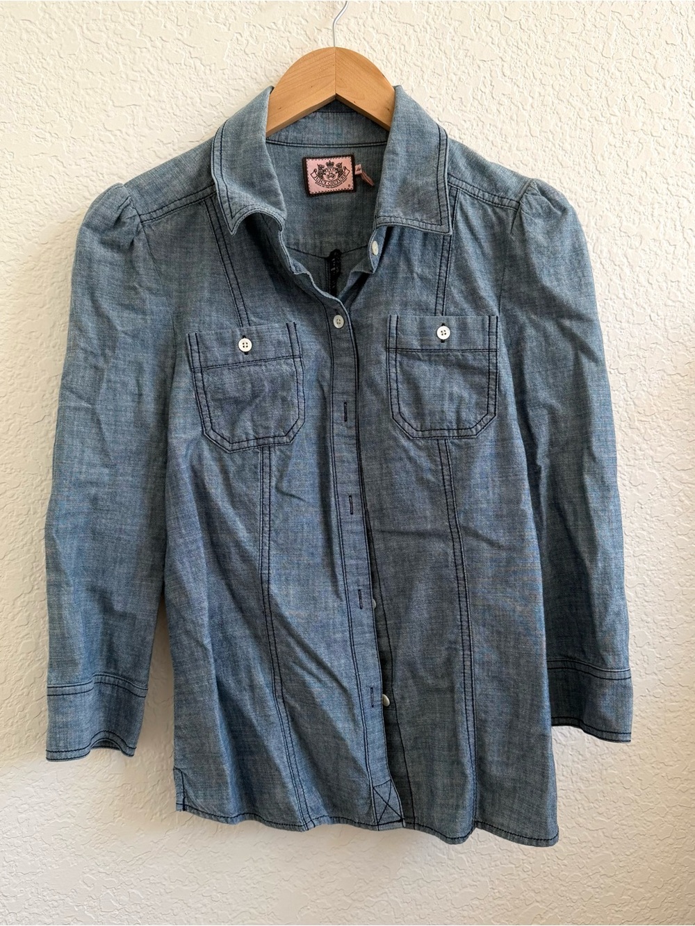 Juicy Couture Button-Up Shirt Denim Blue Cotton 8